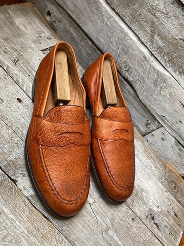 CROCKETT & JONES x SHIPTON HENEAGE  PEBBLE GRAIN BROWN LEATHER LOAFER UK 10 US11 - Imagen 12 de 19