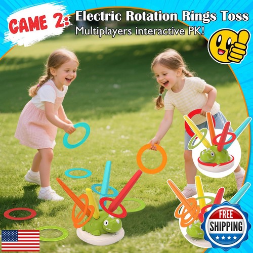 Indoor Outdoor Games for Kids, 3 in 1 Musical Jump, Ring Toss Game and Stompi - Picture 4 of 5