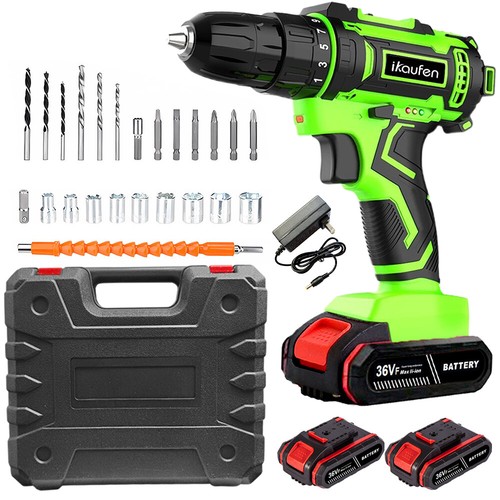 36V Electric Drill Cordless Screwdriver Impact Drill Rechargeabl Power Tool Kit - Picture 3 of 14
