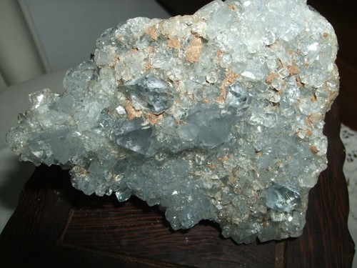 MINERALDRUSE KRISTALL CELESTINA CELESTITE MADAGASKAR GR 325 CHAKRA CM10 - Bild 7 von 9