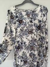 American Eagle Dress Women Long Sleeve Mini Floral Blue Cream/Boho Size: Small