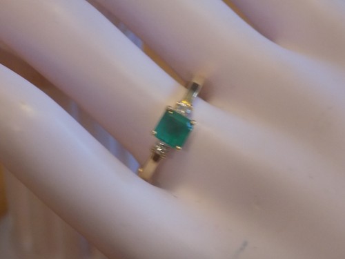 18K YELLOW GOLD EMERALD DIAMOND RING CEI - Picture 11 of 12