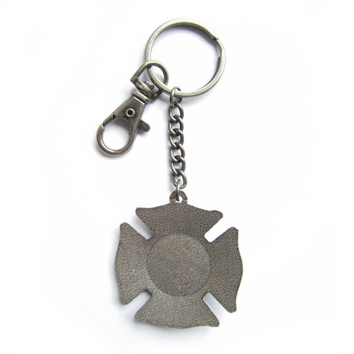 Vintage Silver Plated Firemen Firefighter Fire Dept Charm Key Ring Key Chain - Picture 3 of 4