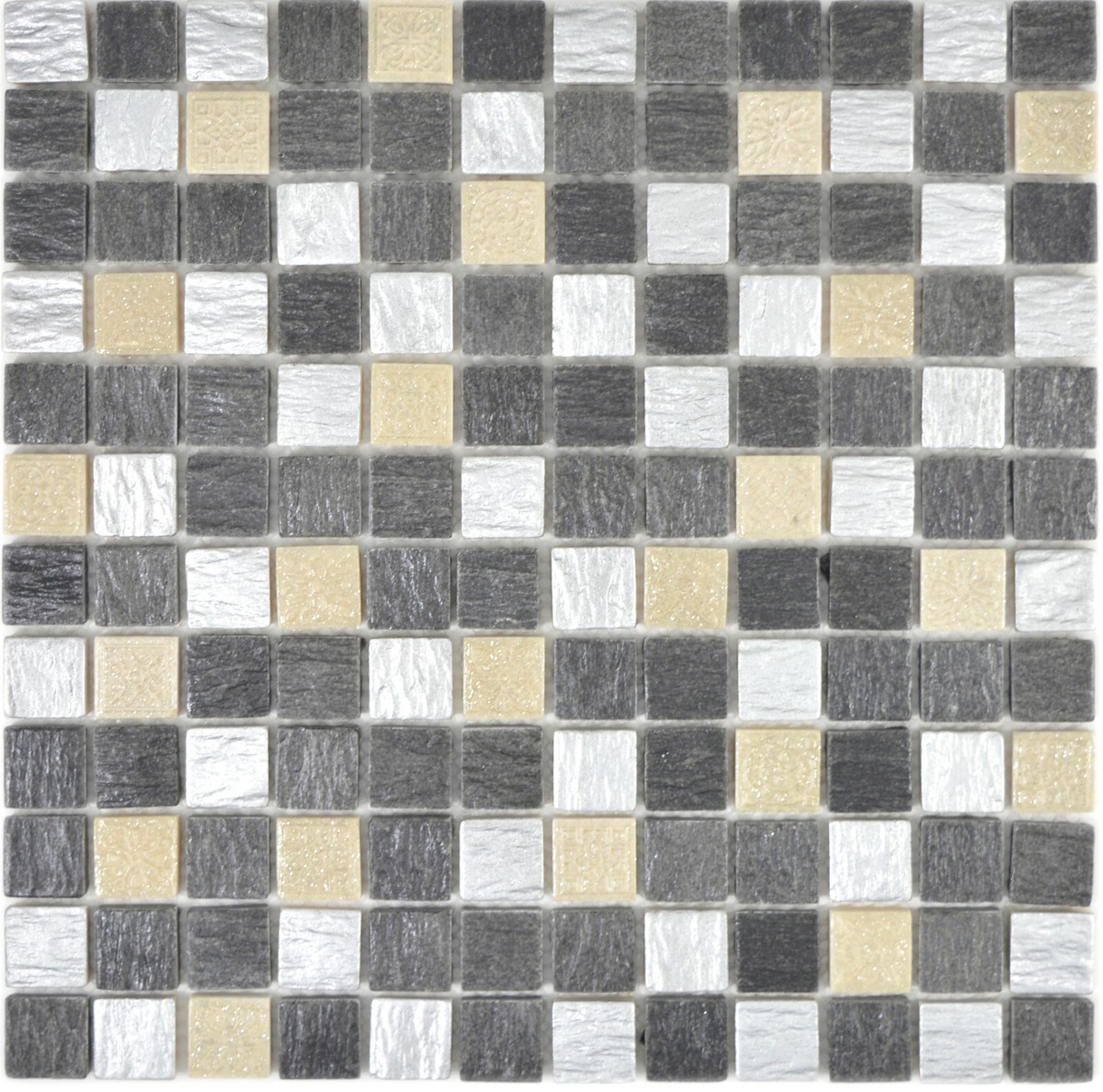 Mosaico Piastrella Pietra Naturale Nero Grigio Quadrato WB83-0226