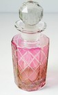 Cranberry Red Glass Bottle with Clear Stopper 5.5" tall