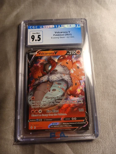 CGC 9.5 Gem Mint Volcarona V 021/203 Swsh07: Evolving Skies Holo
