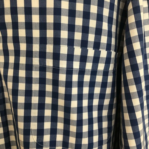 Lands' End Herren 16/35 blau kariert maßgeschneiderte Passform Knopfleiste Baumwolle Oxford Hemd - Bild 4 von 11