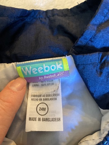 VTG size 24 months weebok Track Windbreaker Jacket Pants 90s Blue Youth Size 4 - Picture 2 of 10