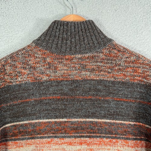 Banana Republic Sweater Men Medium 100% Fine Merino wool Marled striped Half Zip - Picture 11 of 12