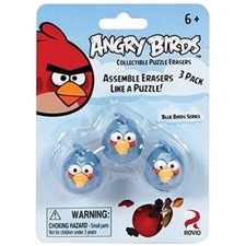 Angry Birds Collectible Puzzle Erasers Blue Bird Series 3 Pack  Brand New