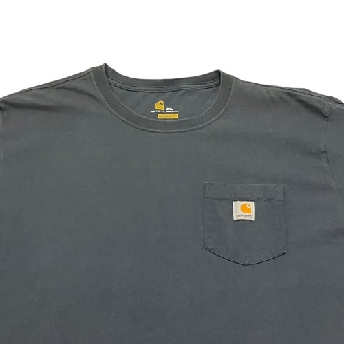 Carhartt Pocket T-Shirt Dark Blue Mens 2XL Relaxed Fit Short Sleeve 100% Cotton - Picture 2 of 9