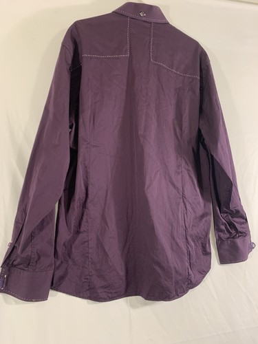 Bogosse Shaped Fit Italian Sport Dress Shirt Men’s 6 XXL Royal Purple Flip Cuff - Picture 4 of 13