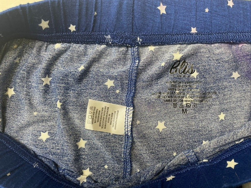 Blis pajama set size M blue 2 piece with stars stretch worn once defect - Picture 5 of 7
