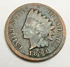 1893 P Indian Head Cent / Penny CULL **FREE SHIPPING**