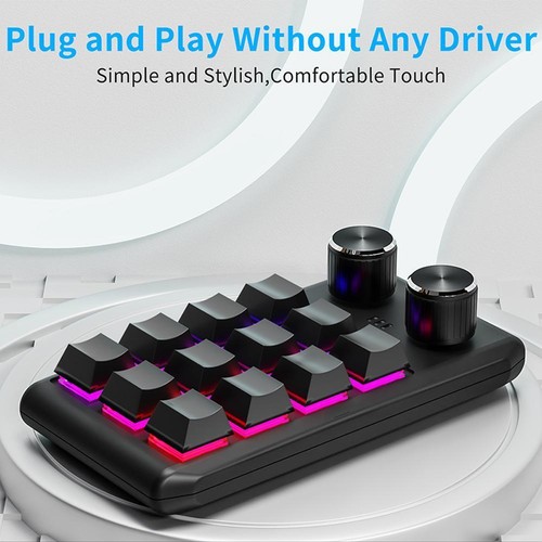 12 Key Keyboard Custom Shortcuts RGB Programmable Keys Bluetooth W8Z9 - Afbeelding 12 van 20