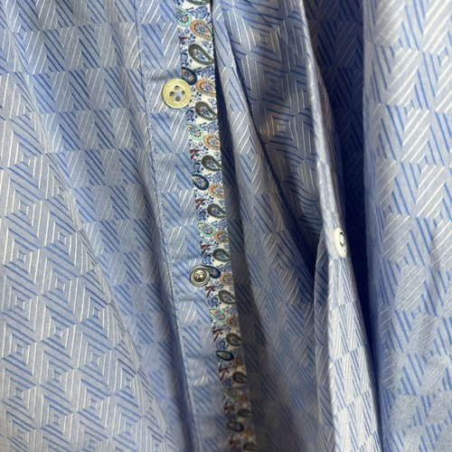 Robert Graham Boys Long Sleeve Blue Flip -Cuff Button Dress Shirt 18-20 XL - Picture 6 of 17