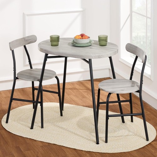 3-Piece Modern Oval Dining Table Set, Small Kitchen Dinette w/ 2 Chairs - Picture 8 of 87