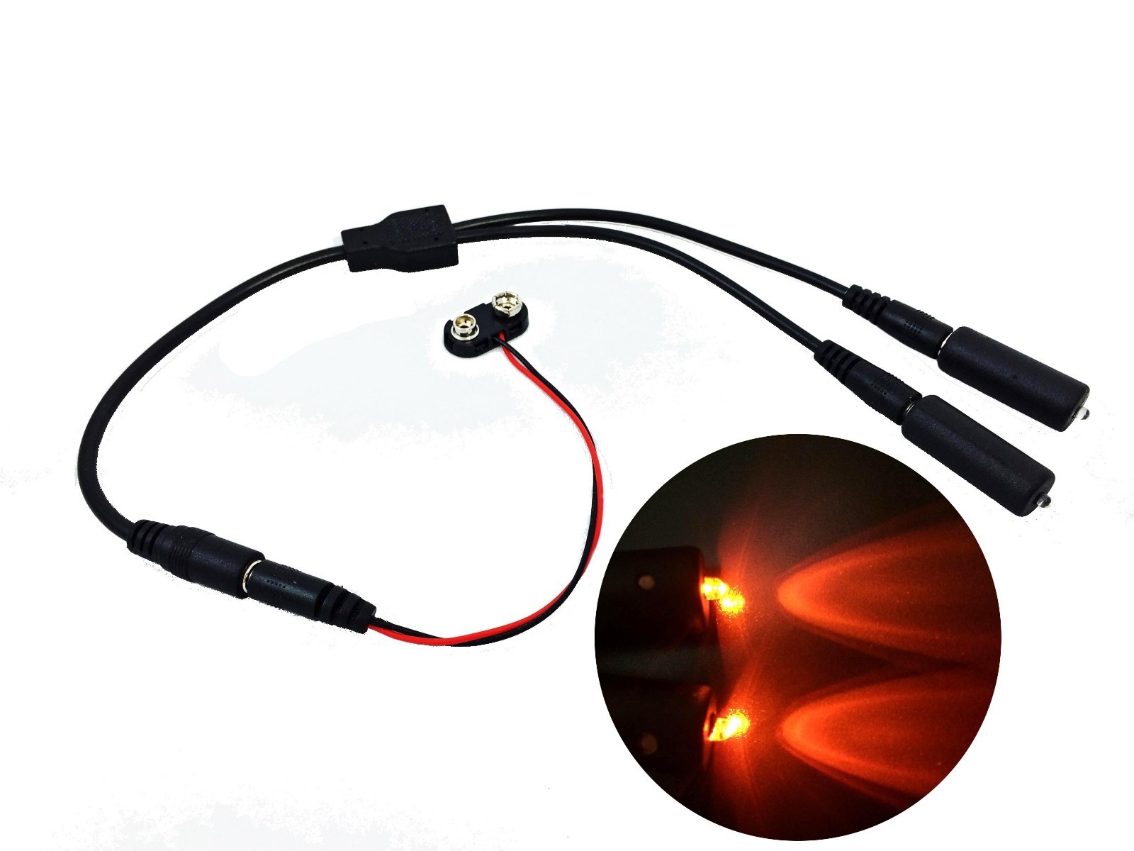 Orange LED 2X Micro Effects Light splitter cable 9V for prop scenery MELKIT2O