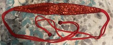 CHRISTIAN DIOR Vintage 80s "Ceintures" Beaded Sequins Belt Red EUC Rare