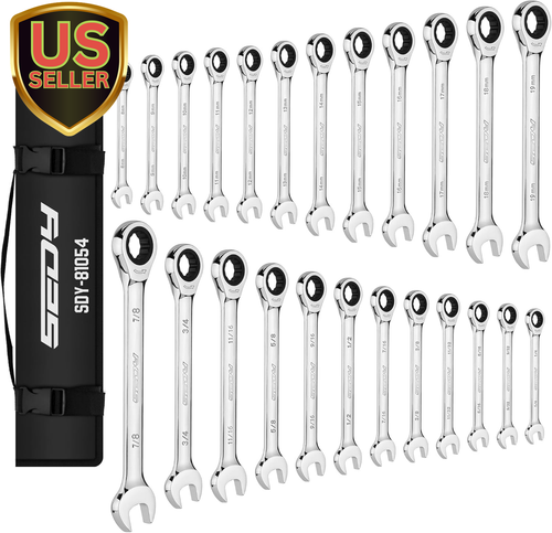 Ratchet Wrench Set Metric Standard: 24-Piece Combination Ratcheting Wrenches ... - Picture 3 of 12