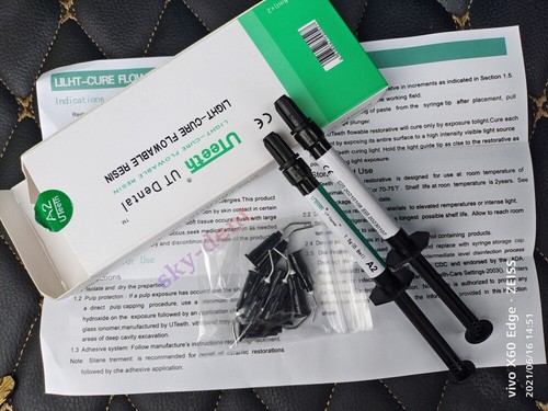 Dental Flow Light Cure Flowable Composite Resin Shade Tooth A1 A2 A3 3g + 10Tips - Picture 3 of 13
