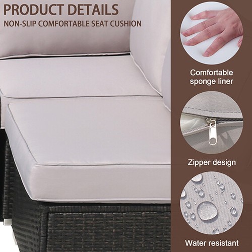 14 PCs Outdoor Patio Furniture Chair Cushions Set Replacement Grey Sofa Insert - Picture 4 of 7