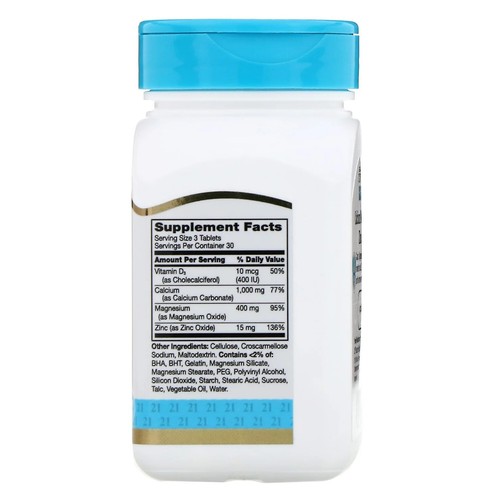 21st Century Calcium Magnesium Zinc + D3 90 Tablets, EXP 01/2025 - Bild 2 von 4