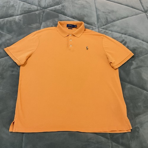 Polo Ralph Lauren Mens Polo Shirt Large Orange Sherbet Soft Cotton S/S Classic - Picture 7 of 8