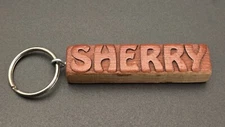 Keychain SHERRY Personalized Custom Name Fob Wood Key Ring Unique Gift Idea