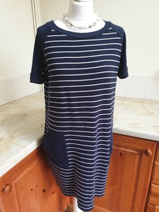 marks and spencer blue and white striped dress
