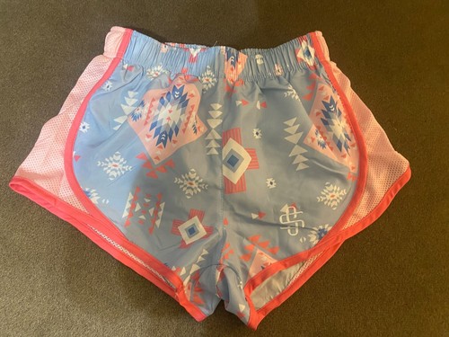 Simply Southern Aztec Print Shorts Blue Pink Size Youth Large