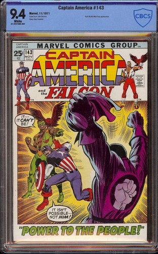 Captain America # 143 CBCS 9.4 White (Marvel, 1971) Classic John Romita Cover