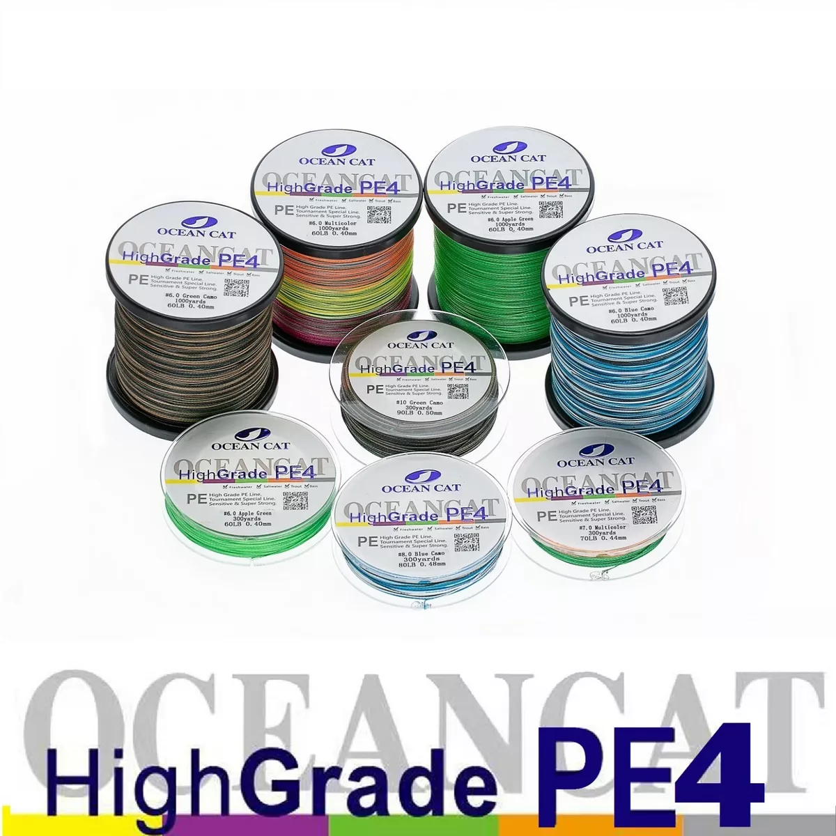 4 Strands Braided Super Strong PE Saltwater Fishing Line Freshwater Sea Bass