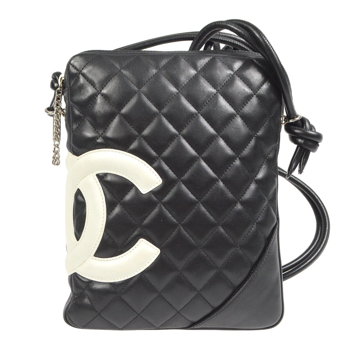 Chanel Cambon Ligne Quilted Crossbody Bag Black White Calfskin