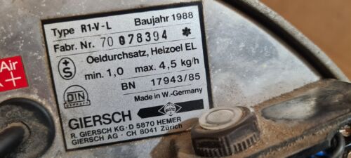 Giersch Ölbrenner Baujahr 1988 R1-V-L Ölbrenner NICHT GEPRÜFT - Bild 4 von 20
