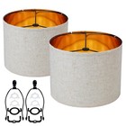White Linen Decorative Large Lampshades Set Of 2 Fabric Shades,Drum 12 Inches...