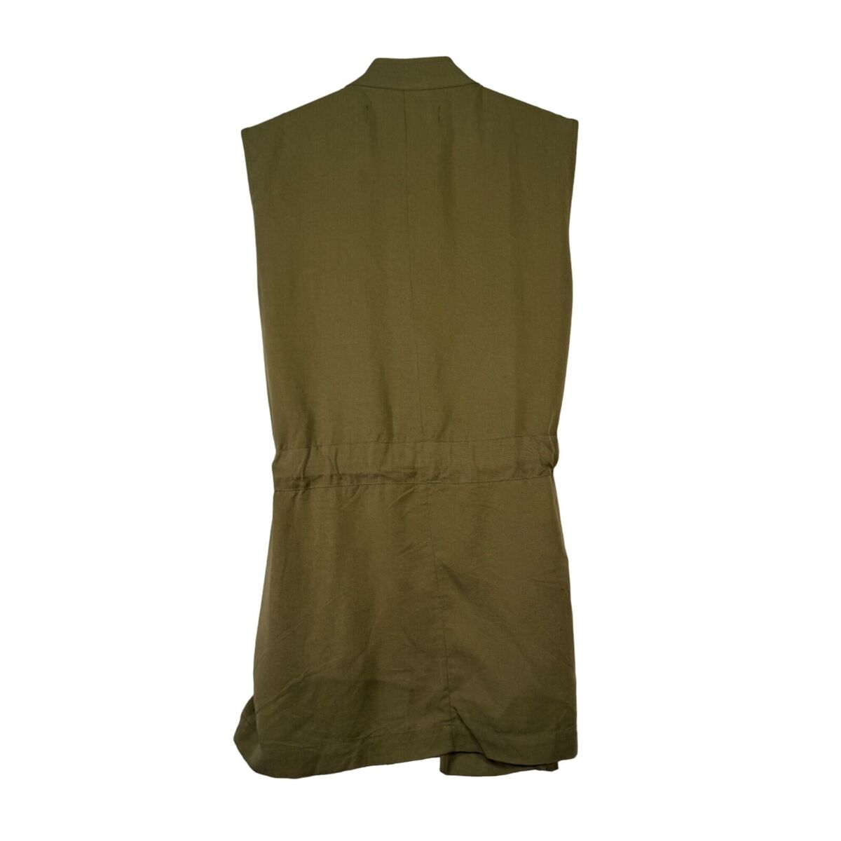 Zara Olive Green Sleeveless Utility Vest With Belt & Pockets Zara Olive Green Sleeveless Utility Vest With Belt & Pockets