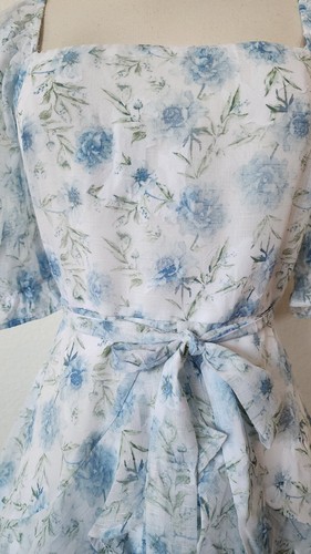 Anthropologie Dress New Size Large White Chiffon Floral Bridgerton Coquette Boho - Picture 5 of 7