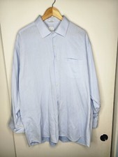 Oscar De La Renta Mens Blue Cotton Spread Collar Dress Shirt Size 19 34-35