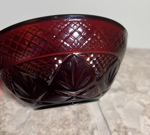Royal Ruby Red Durand Cristal D’Arques France 5 1/2” Bowl Set of 4 - Picture 14 of 15