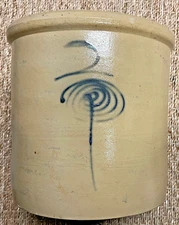 Antique 2 Gallon Bee Sting Bullseye Target Salt Glazed Stoneware Crock