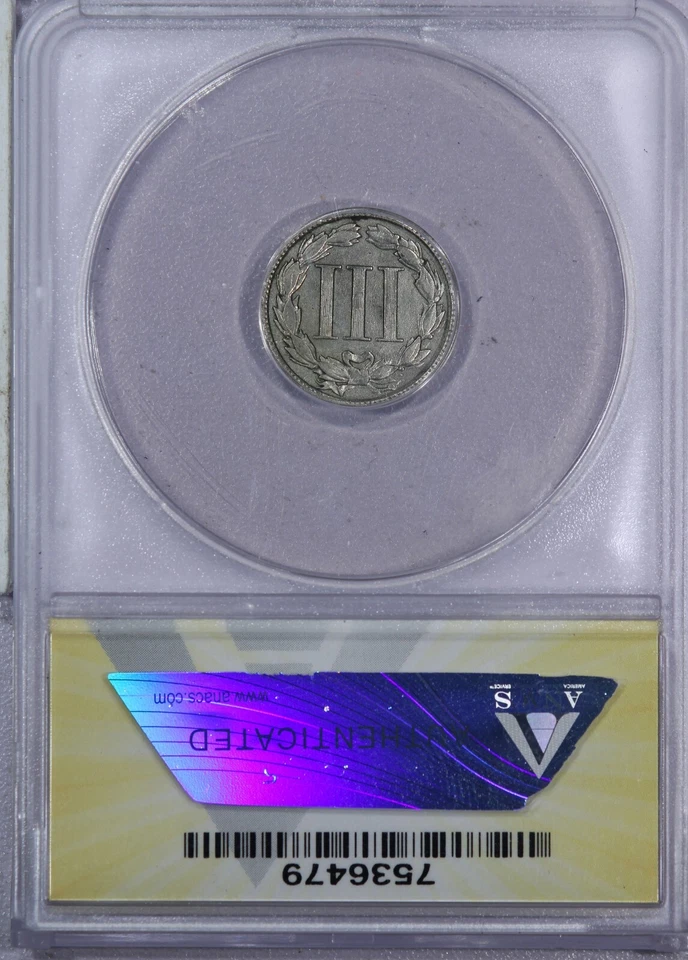 1881 Three Cent Nickel 3CN ANACS VF30 Details - Image 2 of 4