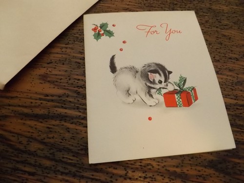 Unbenutzte Weihnachtskarte von Gibson Majorie Cooper ? Kätzchen - Bild 1 von 5