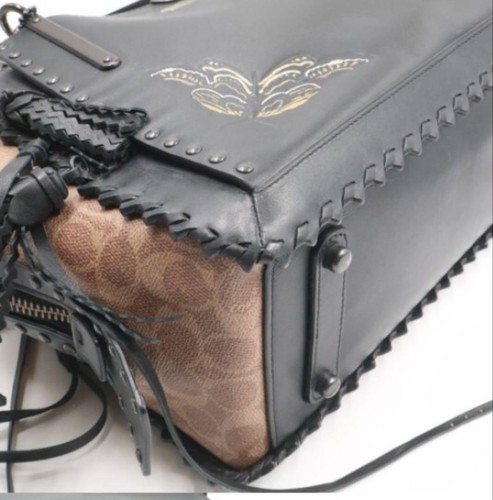 COACH Dreamer 36 Tote Bag with Chelsea Tattoo Fringe in Black Leather - Picture 7 of 11