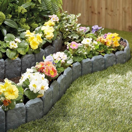 10 Garden Edging Border Lawn Edging Cobbled Stone Effect Plant Hammer In Border - Picture 5 of 6