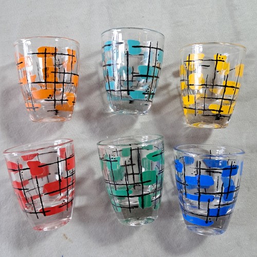 Vintage Multi Coloured Shot Glasses, 2" tall, set of 6 - Picture 2 of 4