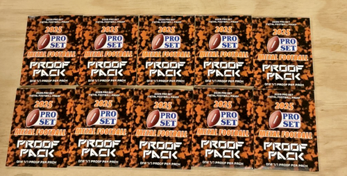 (x10) - 2025 Leaf Pro Set Metal Football PROOF PACK - One 1/1 Proof Per Pack