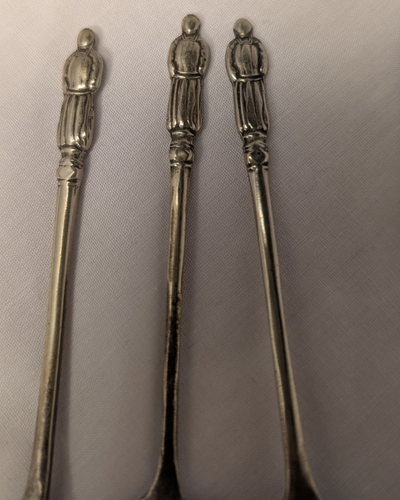 Vintage 6 EPNS Monk Priest Spoons Silver Plate Tea Coffee Sugar Demitasse - Picture 9 of 12
