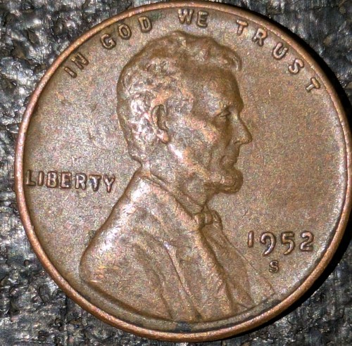 1952-S 1c Wheat Cent Grease Filled Doubling Struck Through Grease - Picture 9 of 16