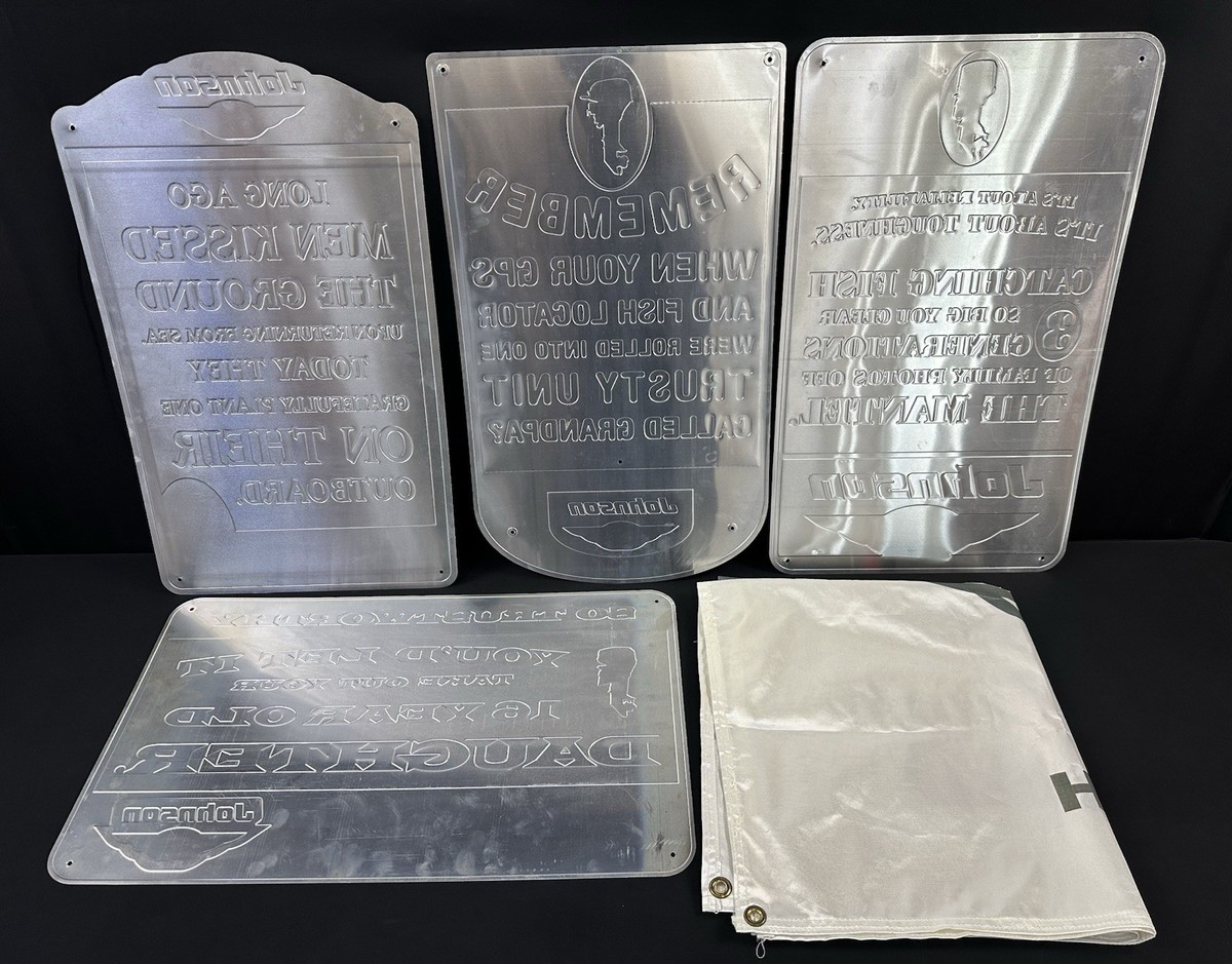 RARE Vintage Set of 4 Johnson Outboard Motor Dealer Metal Sign Set